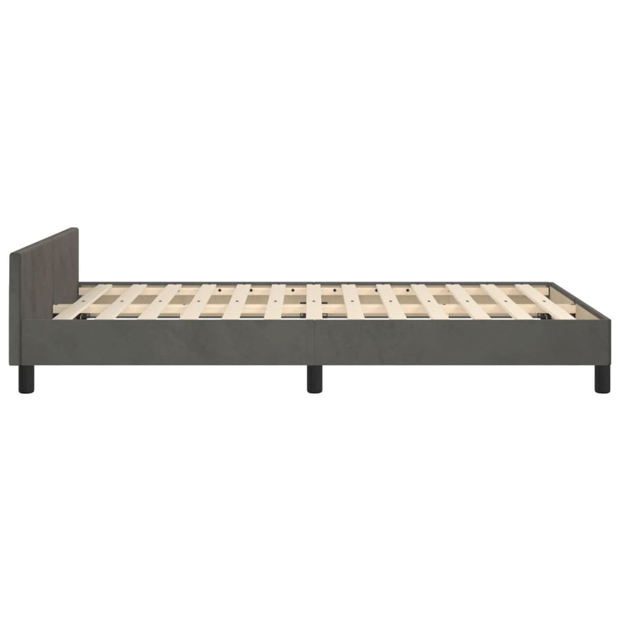 Bedframe Met Hoofdeinde Fluweel Donkergrijs 120 x 200 cm Horizontale strepen