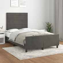 Bedframe Met Hoofdeinde Fluweel Donkergrijs 120 x 200 cm Horizontale strepen