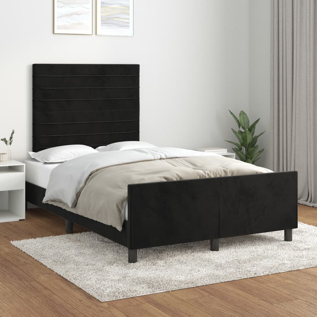 Bedframe Met Hoofdeinde Fluweel Zwart 120 x 200 cm Horizontale strepen