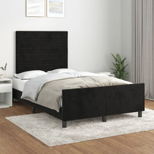 Bedframe Met Hoofdeinde Fluweel Zwart 120 x 200 cm Horizontale strepen
