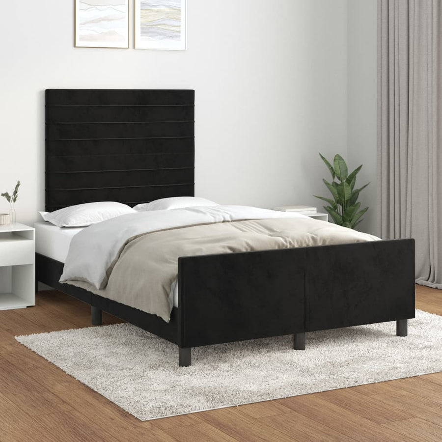 Bedframe Met Hoofdeinde Fluweel Zwart 120 x 200 cm Horizontale strepen