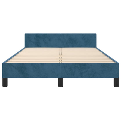 Bedframe Met Hoofdeinde Fluweel Donkerblauw 120 x 200 cm Horizontale strepen