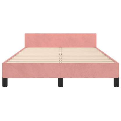 Bedframe Met Hoofdeinde Fluweel Roze 120 x 200 cm Horizontale strepen