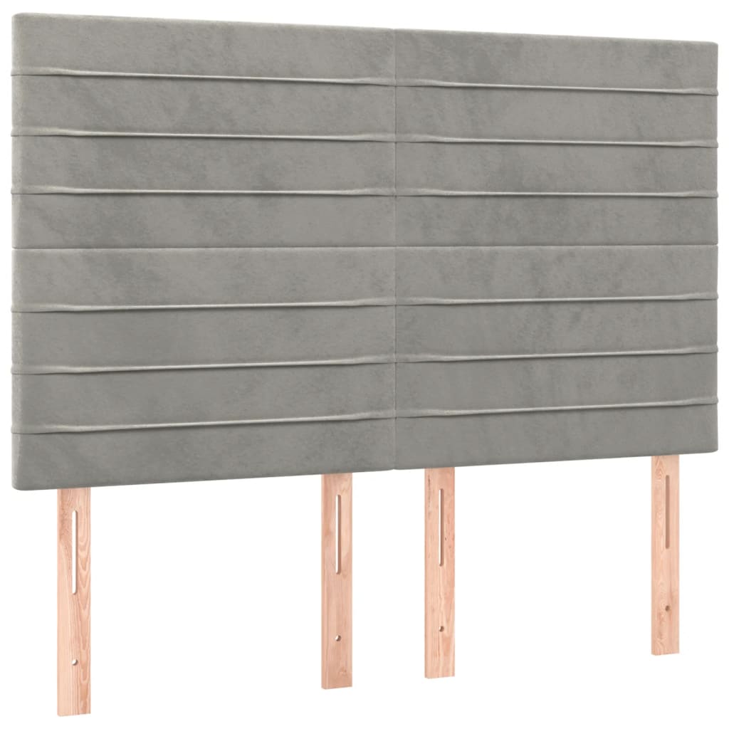 Bedframe Met Hoofdeinde Fluweel Lichtgrijs 140 x 190 cm Horizontale strepen