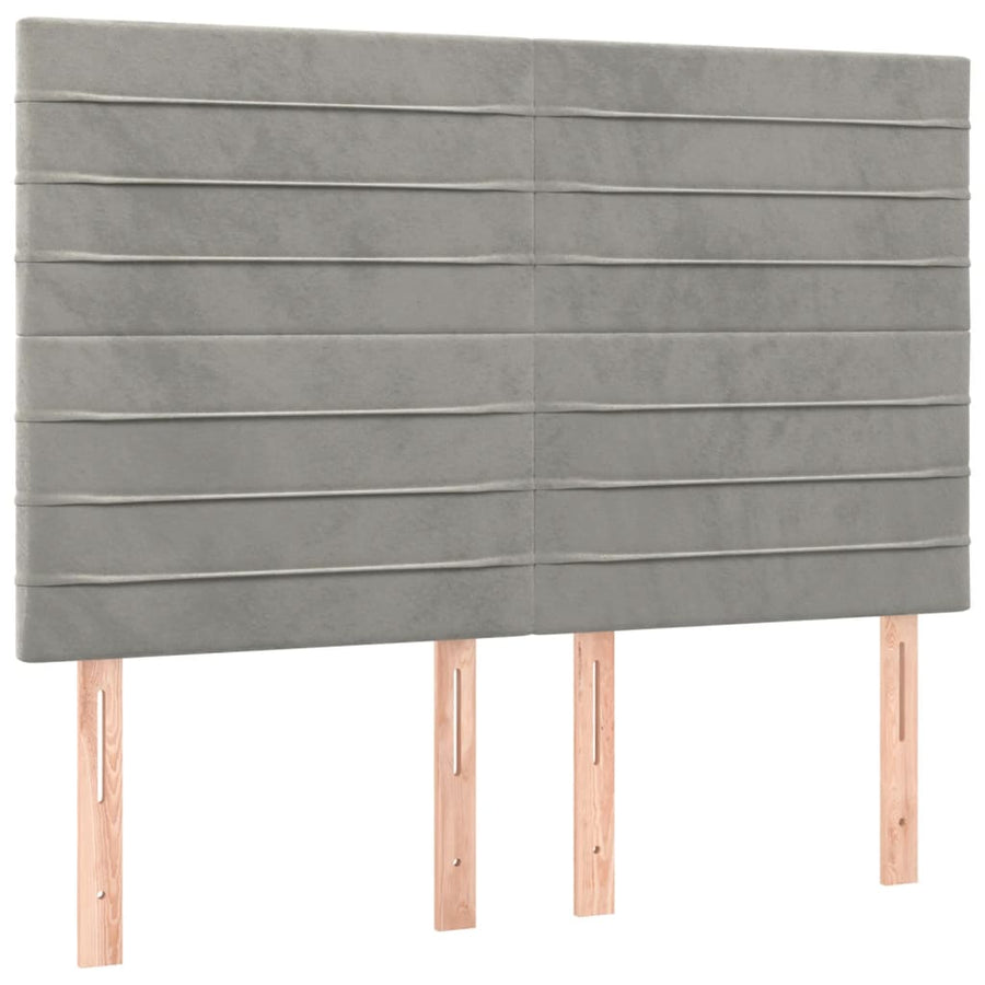 Bedframe Met Hoofdeinde Fluweel Lichtgrijs 140 x 190 cm Horizontale strepen