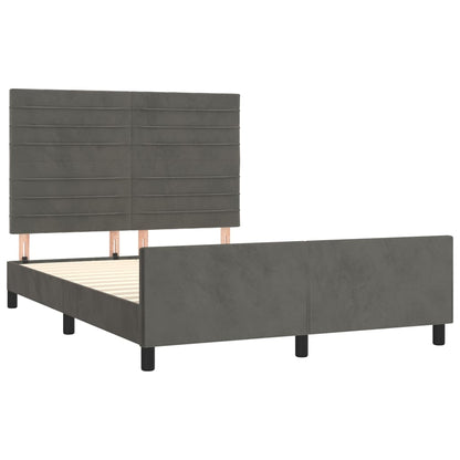 Bedframe Met Hoofdeinde Fluweel Donkergrijs 140 x 190 cm Horizontale strepen