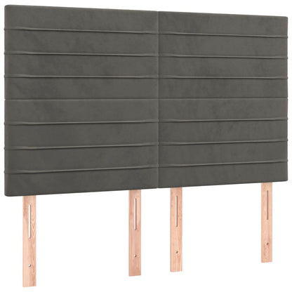 Bedframe Met Hoofdeinde Fluweel Donkergrijs 140 x 190 cm Horizontale strepen