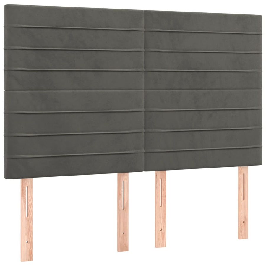 Bedframe Met Hoofdeinde Fluweel Donkergrijs 140 x 190 cm Horizontale strepen