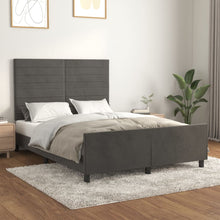 Bedframe Met Hoofdeinde Fluweel Donkergrijs 140 x 190 cm Horizontale strepen