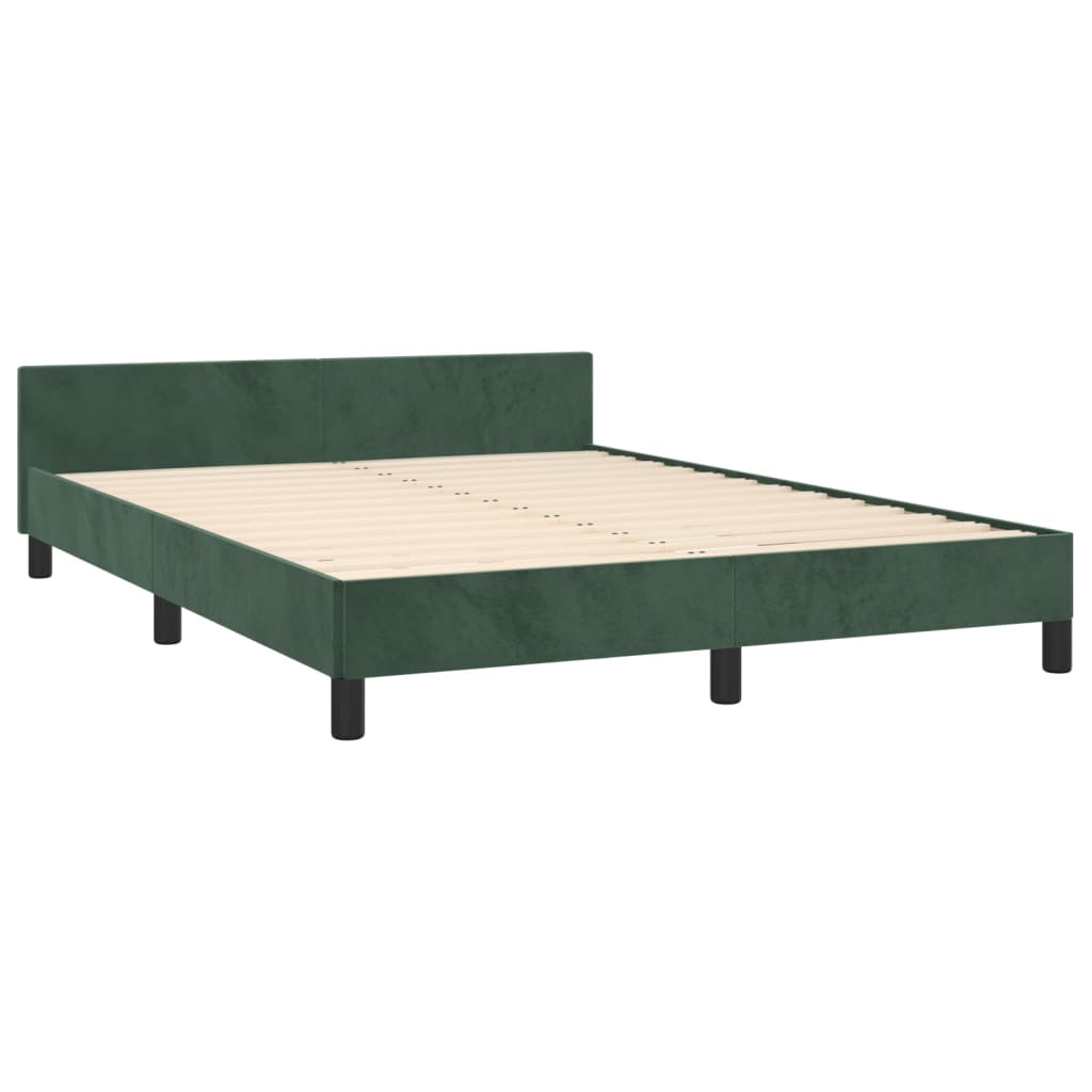 Bedframe Met Hoofdeinde Fluweel Donkergroen 140 x 190 cm Horizontale strepen