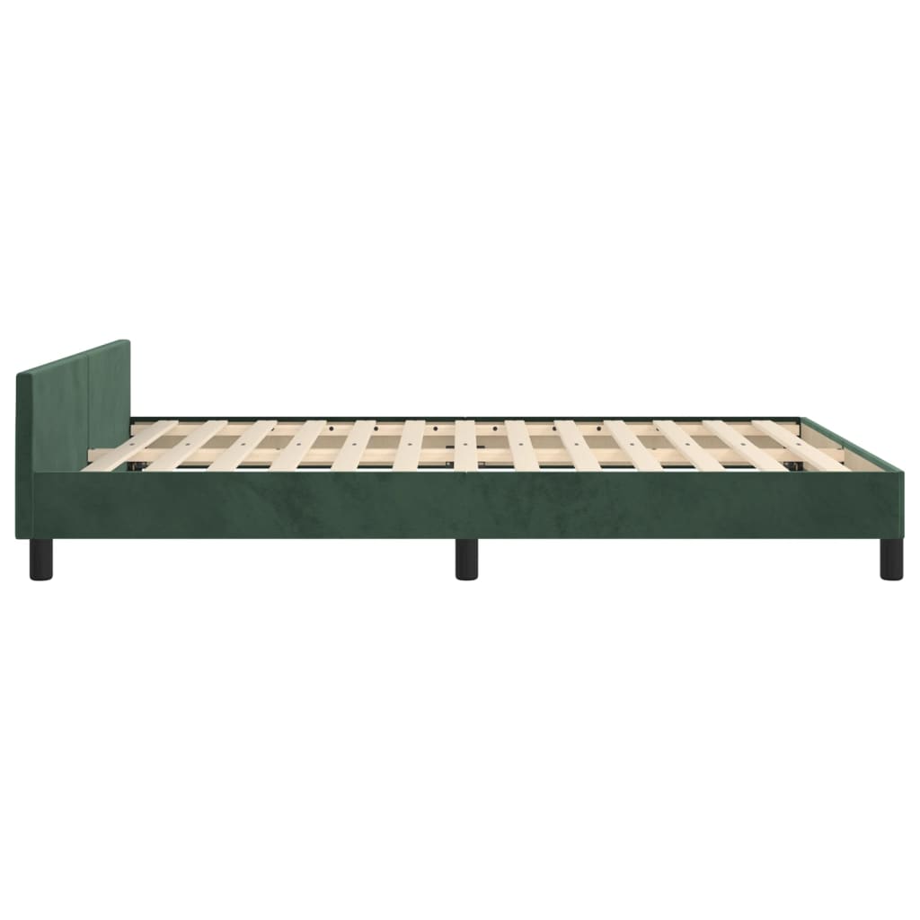 Bedframe Met Hoofdeinde Fluweel Donkergroen 140 x 190 cm Horizontale strepen