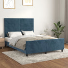 Bed frame without mattress 140x190 cm velvet dark blue