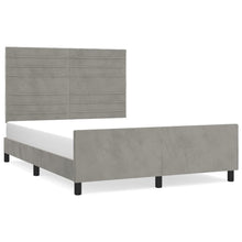 Bedframe Met Hoofdeinde Fluweel Lichtgrijs 140 x 200 cm Horizontale strepen