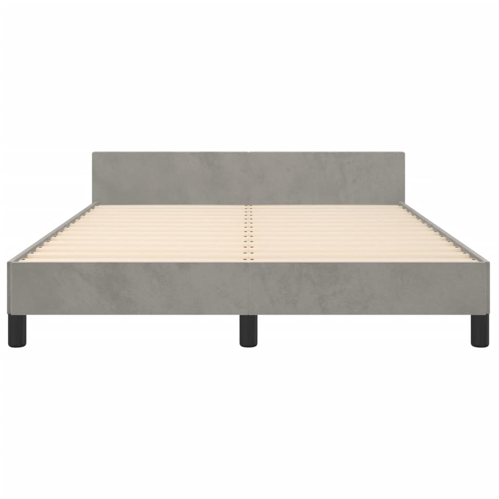 Bedframe Met Hoofdeinde Fluweel Lichtgrijs 140 x 200 cm Horizontale strepen