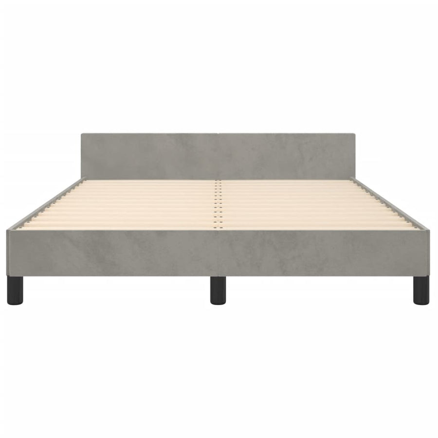 Bedframe Met Hoofdeinde Fluweel Lichtgrijs 140 x 200 cm Horizontale strepen