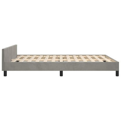 Bedframe Met Hoofdeinde Fluweel Lichtgrijs 140 x 200 cm Horizontale strepen