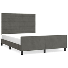 Bedframe Met Hoofdeinde Fluweel Donkergrijs 140 x 200 cm Horizontale strepen
