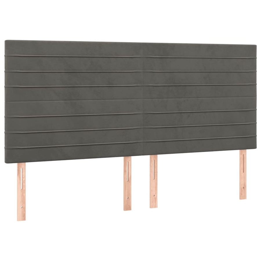 Bedframe Met Hoofdeinde Fluweel Donkergrijs 140 x 200 cm Horizontale strepen