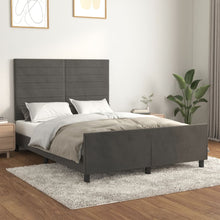 Bedframe Met Hoofdeinde Fluweel Donkergrijs 140 x 200 cm Horizontale strepen