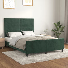 Bedframe Met Hoofdeinde Fluweel Donkergroen 140 x 200 cm Horizontale strepen