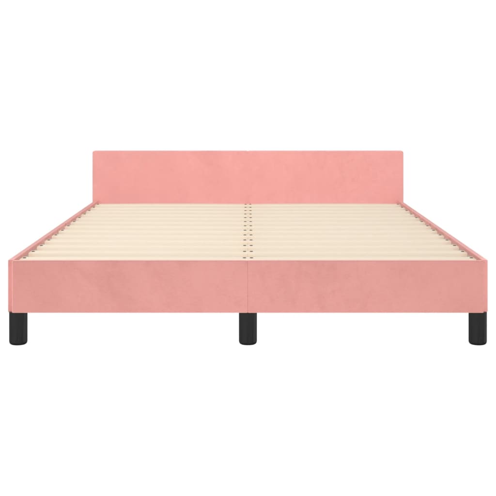 Bedframe Met Hoofdeinde Fluweel Roze 140 x 200 cm Horizontale strepen