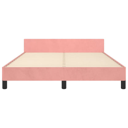 Bedframe Met Hoofdeinde Fluweel Roze 140 x 200 cm Horizontale strepen