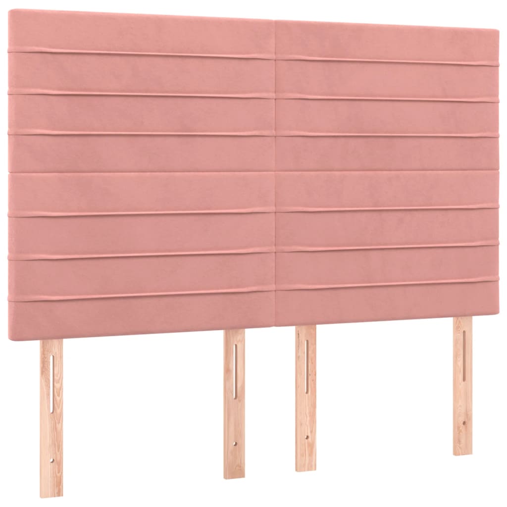 Bedframe Met Hoofdeinde Fluweel Roze 140 x 200 cm Horizontale strepen