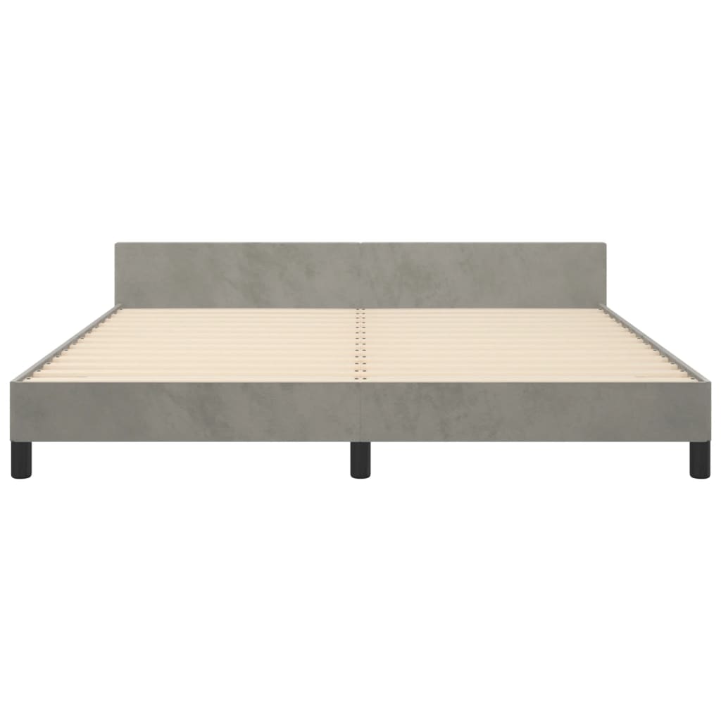 Bedframe Met Hoofdeinde Fluweel Lichtgrijs 160 x 200 cm Horizontale strepen