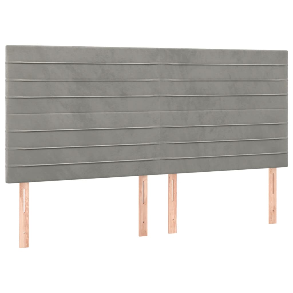Bedframe Met Hoofdeinde Fluweel Lichtgrijs 160 x 200 cm Horizontale strepen