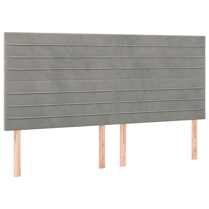 Bedframe Met Hoofdeinde Fluweel Lichtgrijs 160 x 200 cm Horizontale strepen