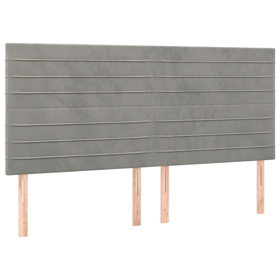 Bedframe Met Hoofdeinde Fluweel Lichtgrijs 160 x 200 cm Horizontale strepen