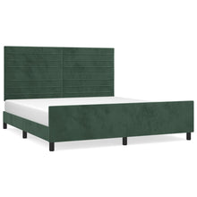 Bedframe Met Hoofdeinde Fluweel Donkergroen 160 x 200 cm Horizontale strepen