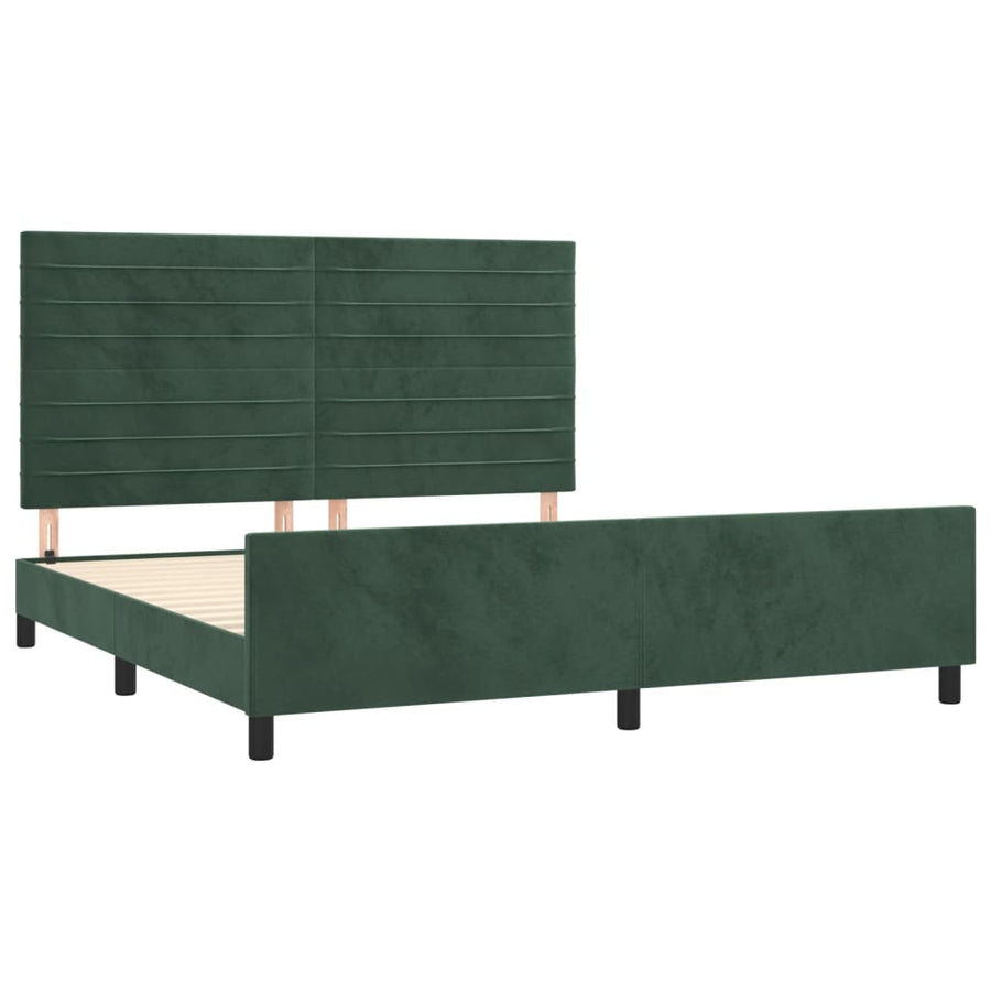 Bedframe Met Hoofdeinde Fluweel Donkergroen 160 x 200 cm Horizontale strepen