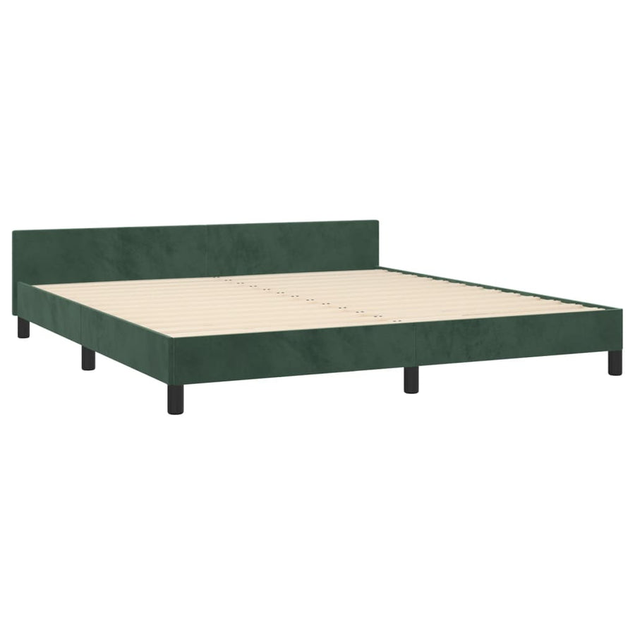 Bedframe Met Hoofdeinde Fluweel Donkergroen 160 x 200 cm Horizontale strepen