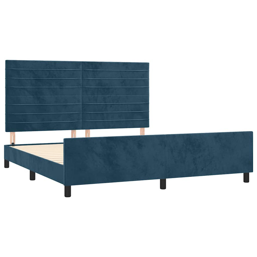 Bedframe zonder matras 160x200 cm fluweel donkerblauw