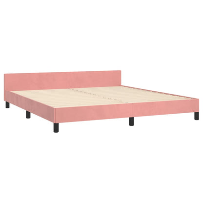 Bedframe Met Hoofdeinde Fluweel Roze 160 x 200 cm Horizontale strepen