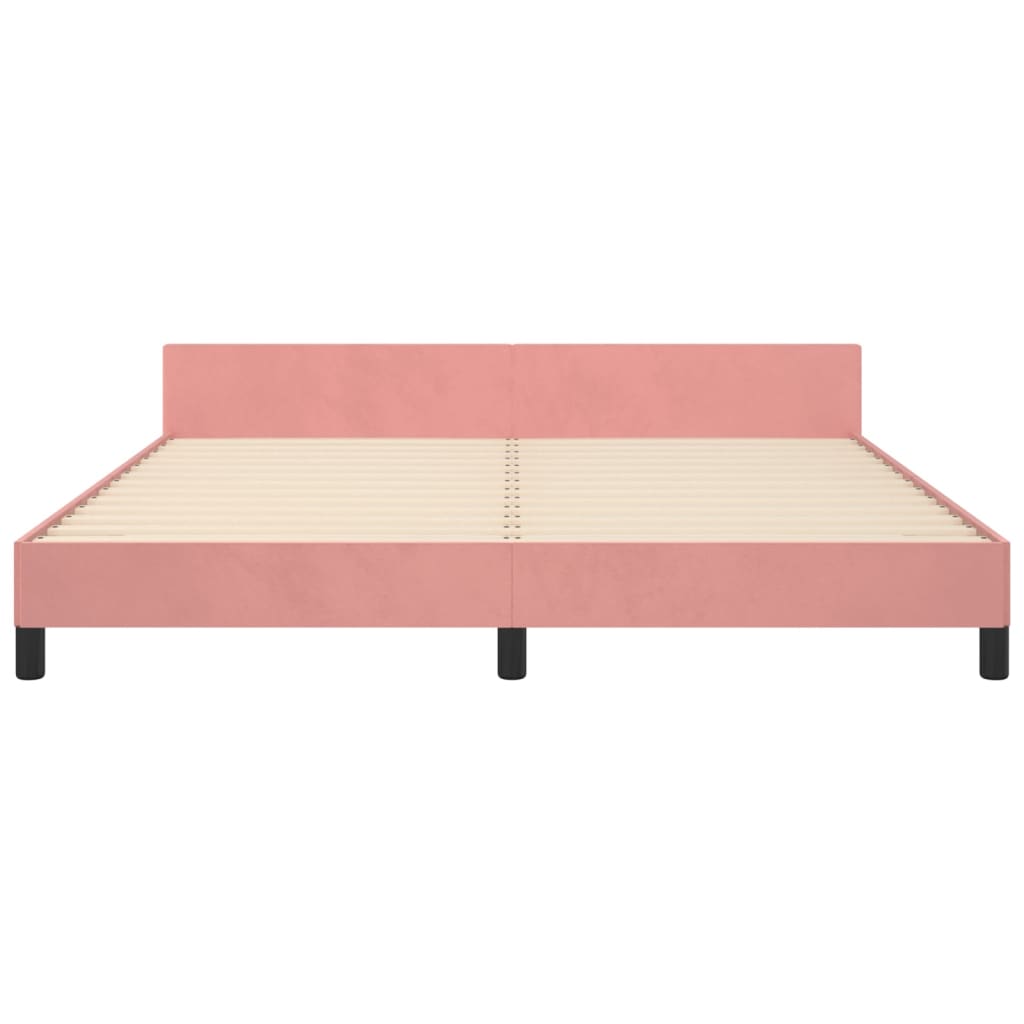 Bedframe Met Hoofdeinde Fluweel Roze 160 x 200 cm Horizontale strepen