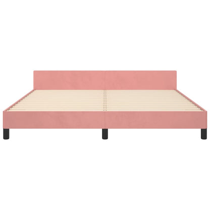 Bedframe Met Hoofdeinde Fluweel Roze 160 x 200 cm Horizontale strepen