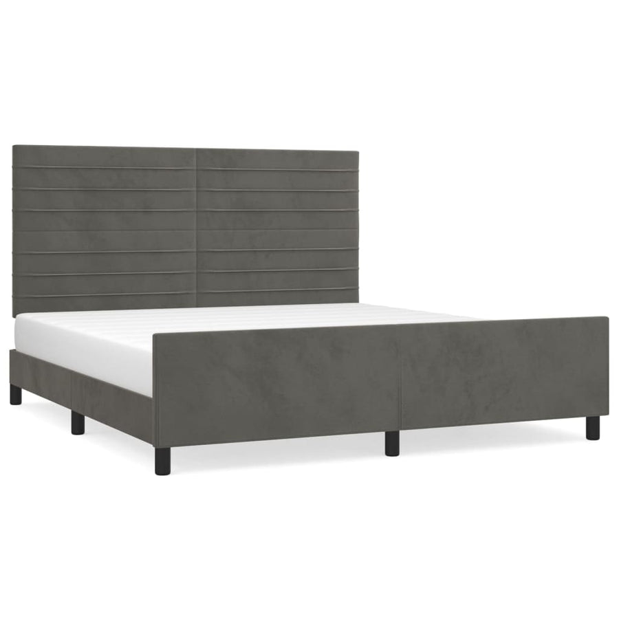 Bedframe Met Hoofdeinde Fluweel Donkergrijs 180 x 200 cm Horizontale strepen