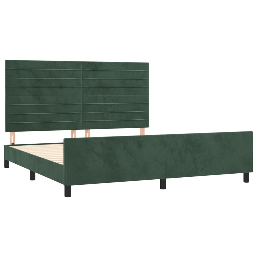 Bedframe Met Hoofdeinde Fluweel Donkergroen 180 x 200 cm Horizontale strepen