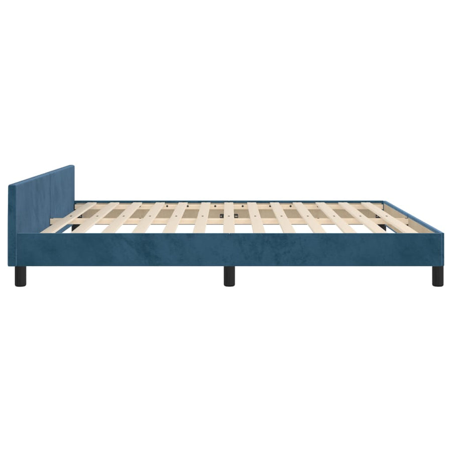 Bedframe Met Hoofdeinde Fluweel Donkerblauw 180 x 200 cm Horizontale strepen