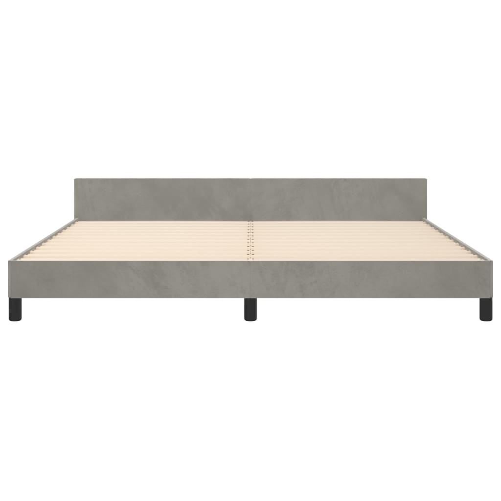 Bedframe Met Hoofdeinde Fluweel Lichtgrijs 200 x 200 cm Horizontale strepen