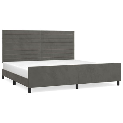 Bedframe Met Hoofdeinde Fluweel Donkergrijs 200 x 200 cm Horizontale strepen