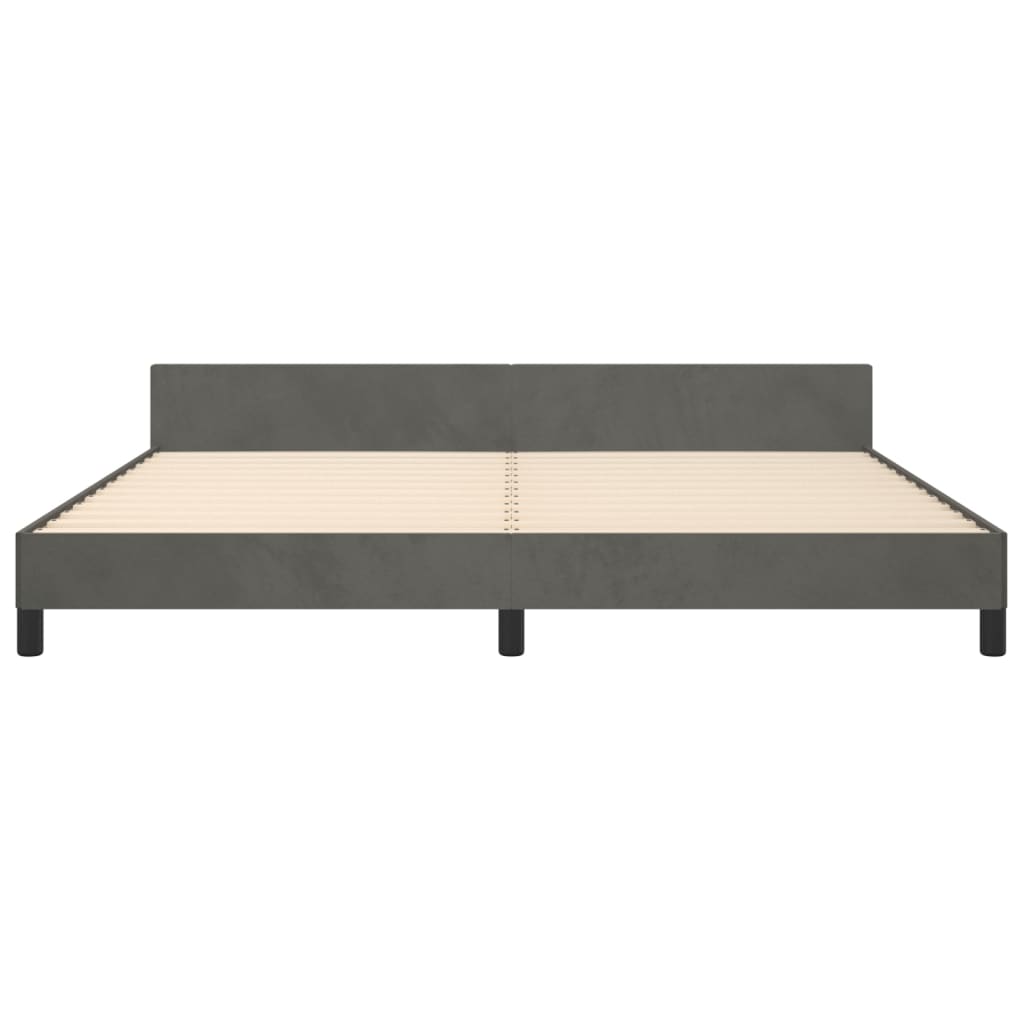 Bedframe Met Hoofdeinde Fluweel Donkergrijs 200 x 200 cm Horizontale strepen
