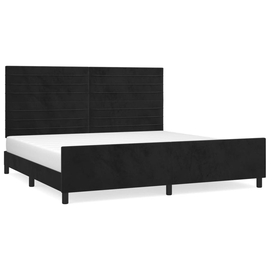 Bedframe Met Hoofdeinde Fluweel Zwart 200 x 200 cm Horizontale strepen
