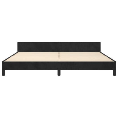 Bedframe Met Hoofdeinde Fluweel Zwart 200 x 200 cm Horizontale strepen