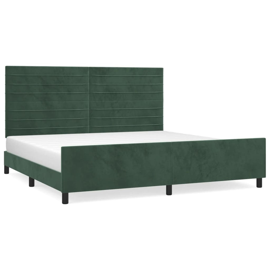 Bedframe Met Hoofdeinde Fluweel Donkergroen 200 x 200 cm Horizontale strepen
