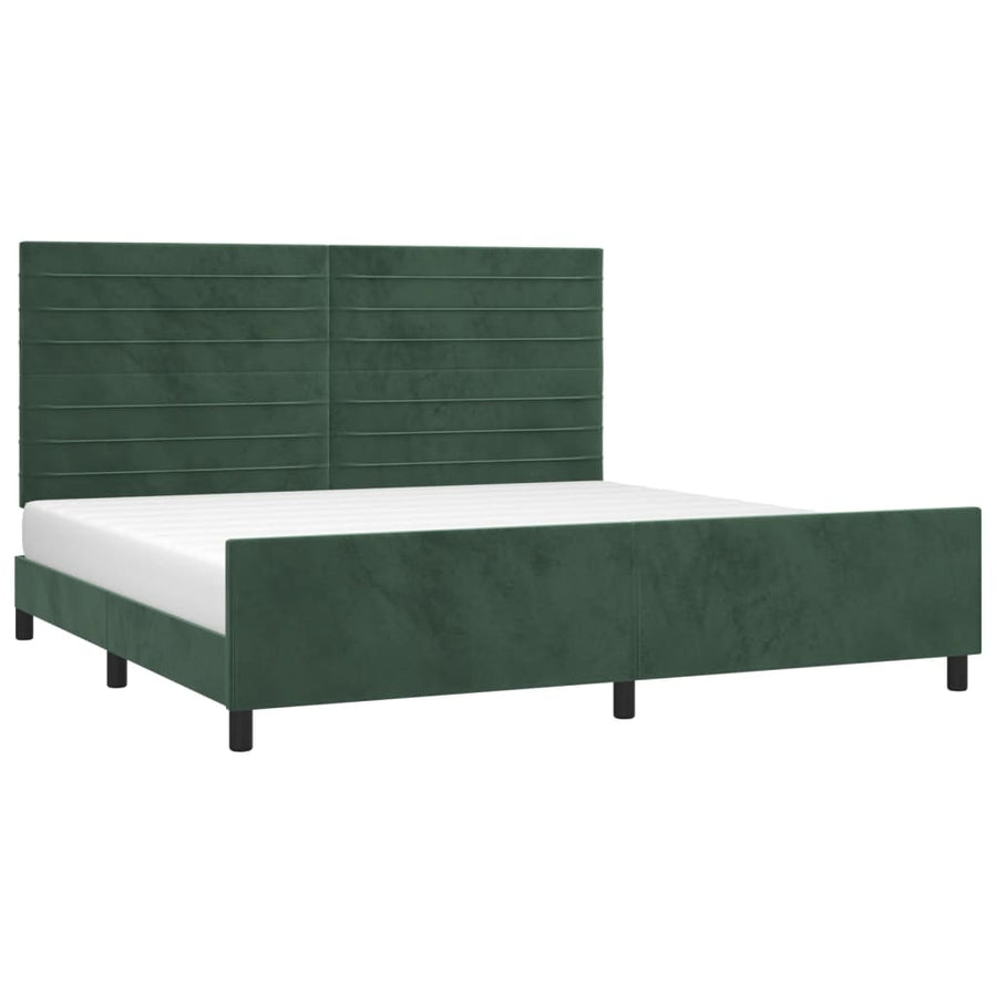 Bedframe Met Hoofdeinde Fluweel Donkergroen 200 x 200 cm Horizontale strepen