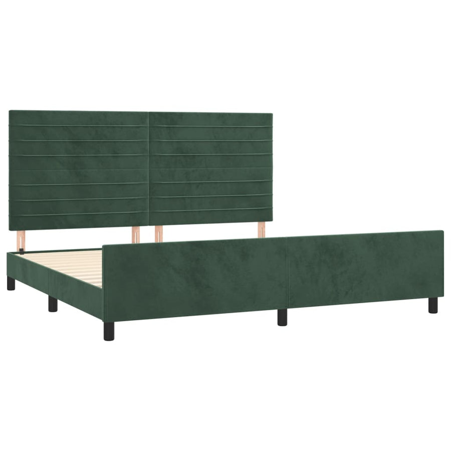 Bedframe Met Hoofdeinde Fluweel Donkergroen 200 x 200 cm Horizontale strepen