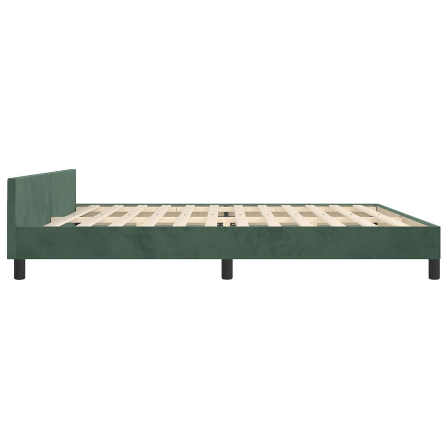 Bedframe Met Hoofdeinde Fluweel Donkergroen 200 x 200 cm Horizontale strepen